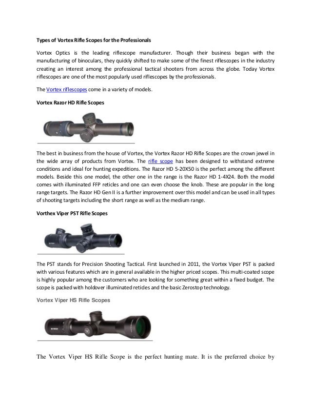 Types of Vortex Rifle Scopes for the Professionals