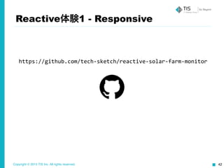 Copyright © 2015 TIS Inc. All rights reserved. 42
https://github.com/tech-­‐sketch/reactive-­‐solar-­‐farm-­‐monitor
Reactive体験1 - Responsive
 