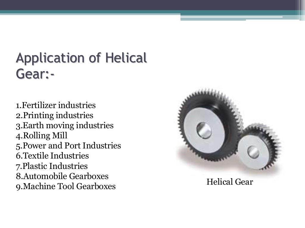 Types and application of gears