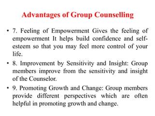 advantages of group counselling