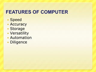Types of Computers	Computers come in all sorts of shapes and sizes. Based on Capacity, speed and reliability computers can be divided into the following categories of computers:A palmtop computer is similar to a laptop computer, but smaller. It's small enough to fit in the palm of your hand (hence the name!). Palmtops are usually not very powerful since fast CPUs require a large battery and get hot - both problems in a small device. A 'laptop' computer is a light, compact and portable PC. Laptops contain a rechargeable battery so that they can be used even when not plugged in to a mains power supply. They also have a built-in LCD monitor.