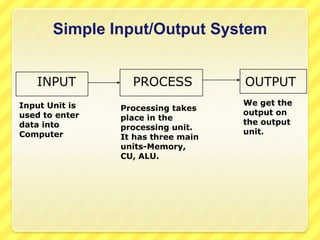 Computer SystemA computer system is the combination of hardware and software. A typical computer system has memory and set of states that define the relationship between the system's inputs and outputs.