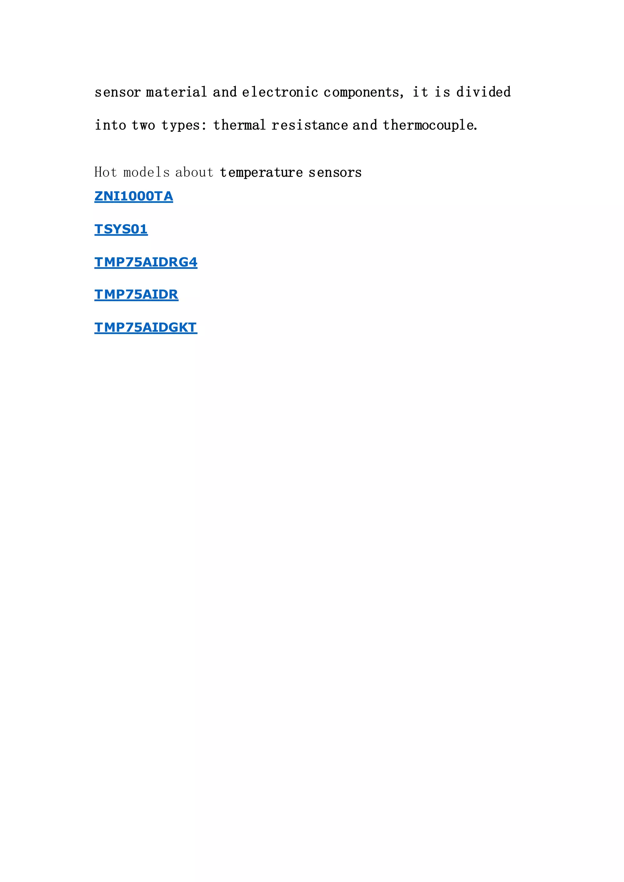 Types and functions of temperature sensors | PDF