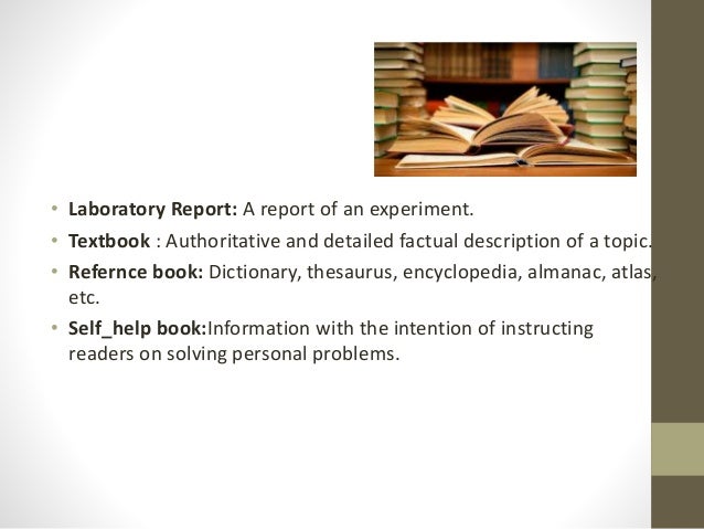 Kinds of book reports