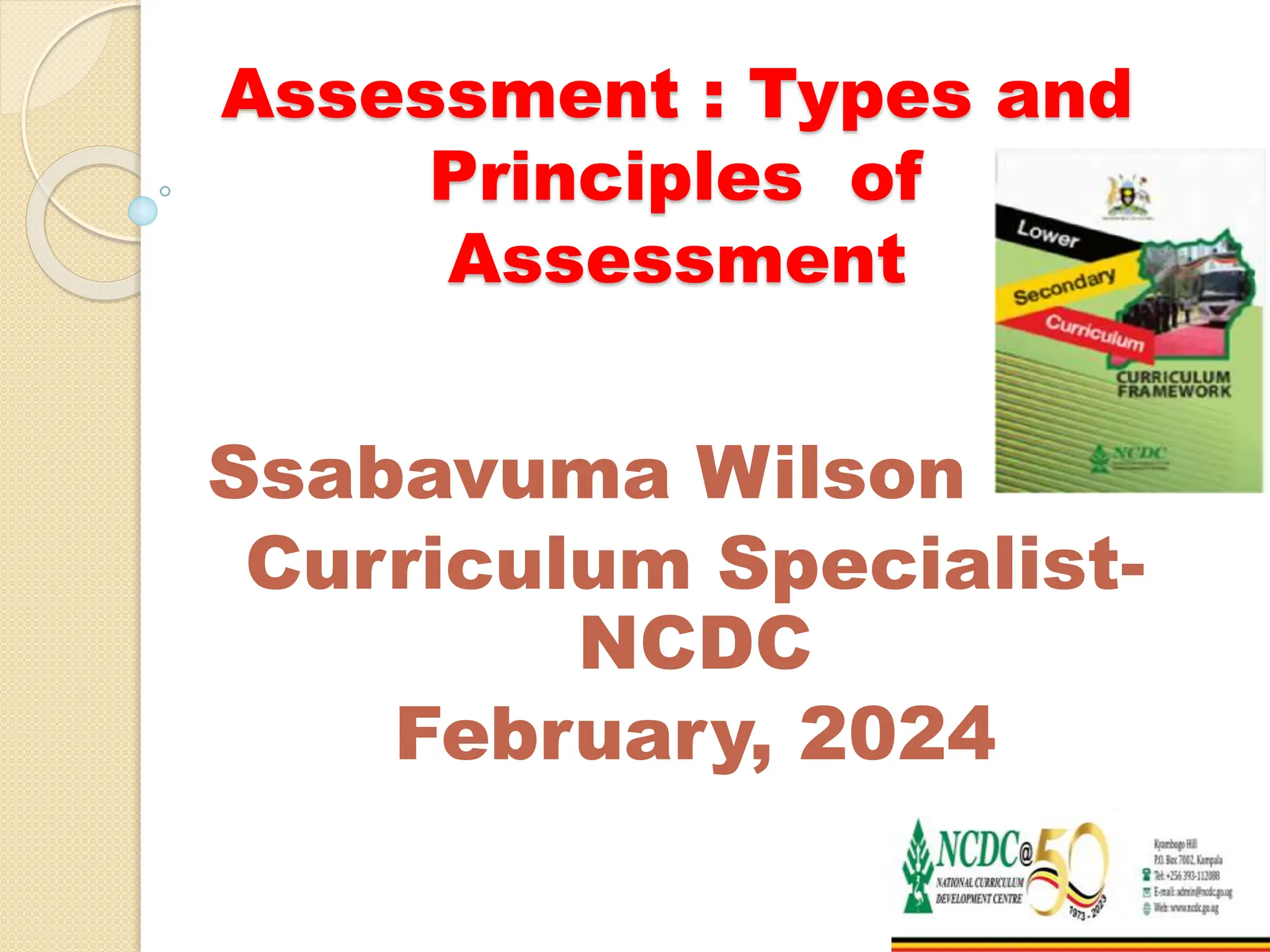 Types and Principles of Assessment in CBC | PPTX