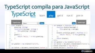 TypeScript compila para JavaScript
 