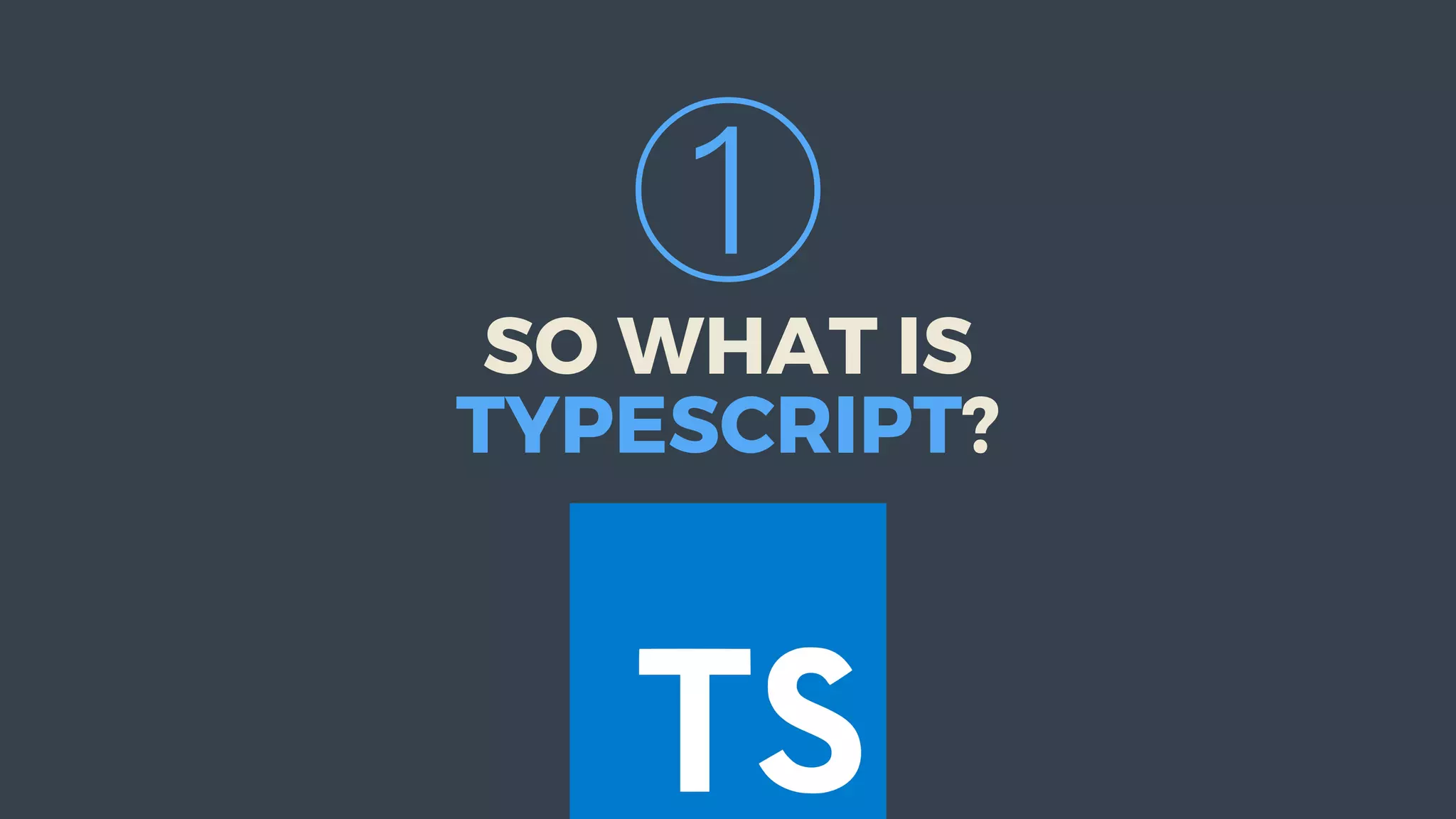 ①
SO	WHAT	IS
TYPESCRIPT?
 
