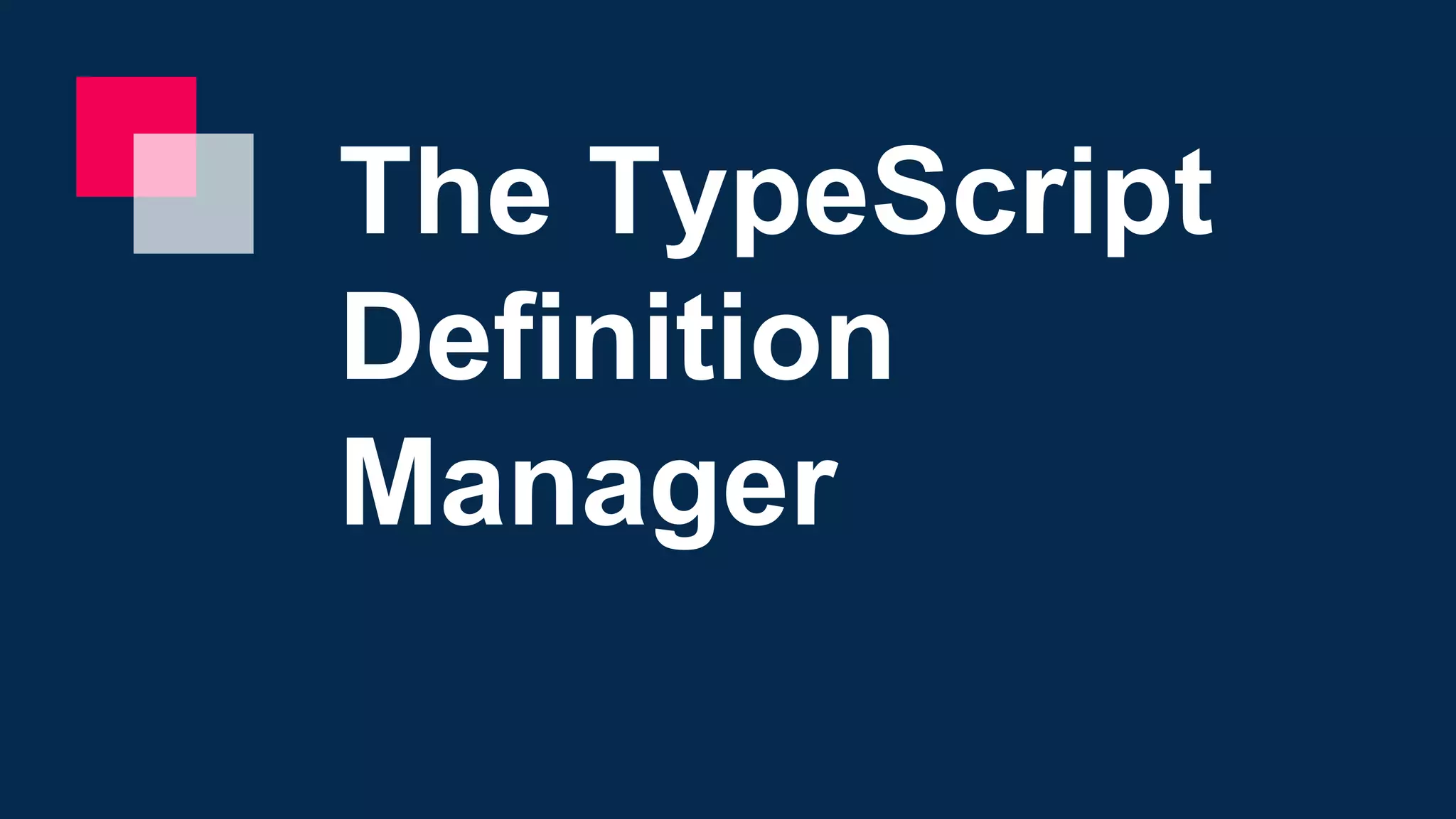 The TypeScript
Definition
Manager
 