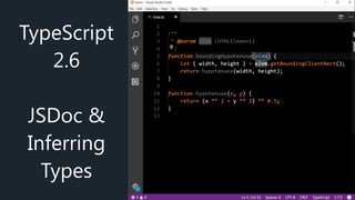TypeScript
2.6
JSDoc &
Inferring
Types
 
