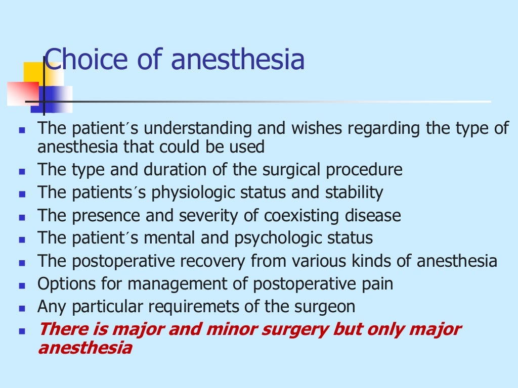 Types of anesthesia