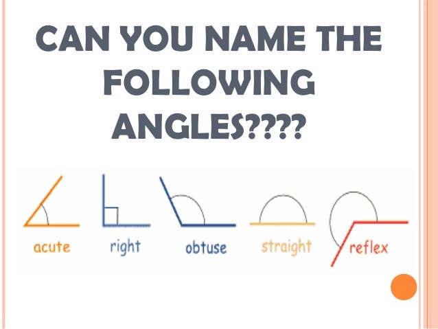 can you name the following angles