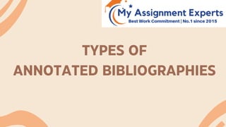 TYPES OF
ANNOTATED BIBLIOGRAPHIES
 