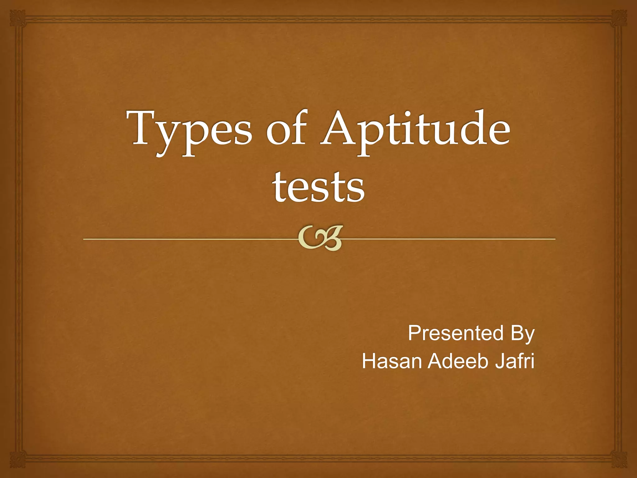 Types of aptitude tests PPT