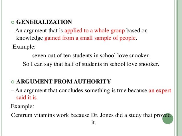 Types of arguments