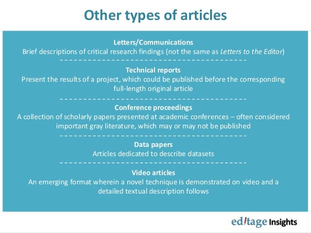 What types of articles do journals publish 