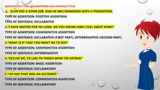 Types of Assertion and Different types of sentences | PPTX