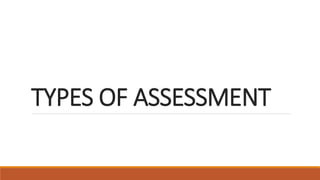 TYPES OF ASSESSMENT
 