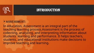TYPES OF ASSESSMENT Teaching and learning | PPTX