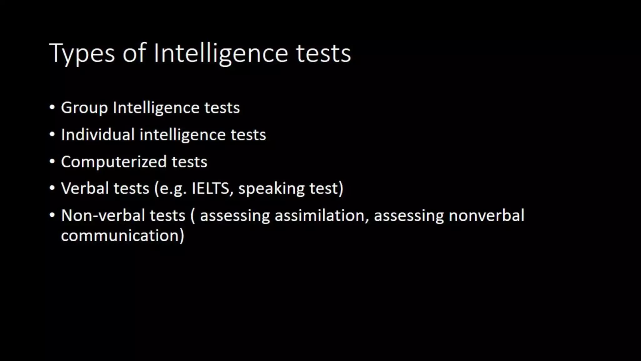 Types of assessment tests and techniques