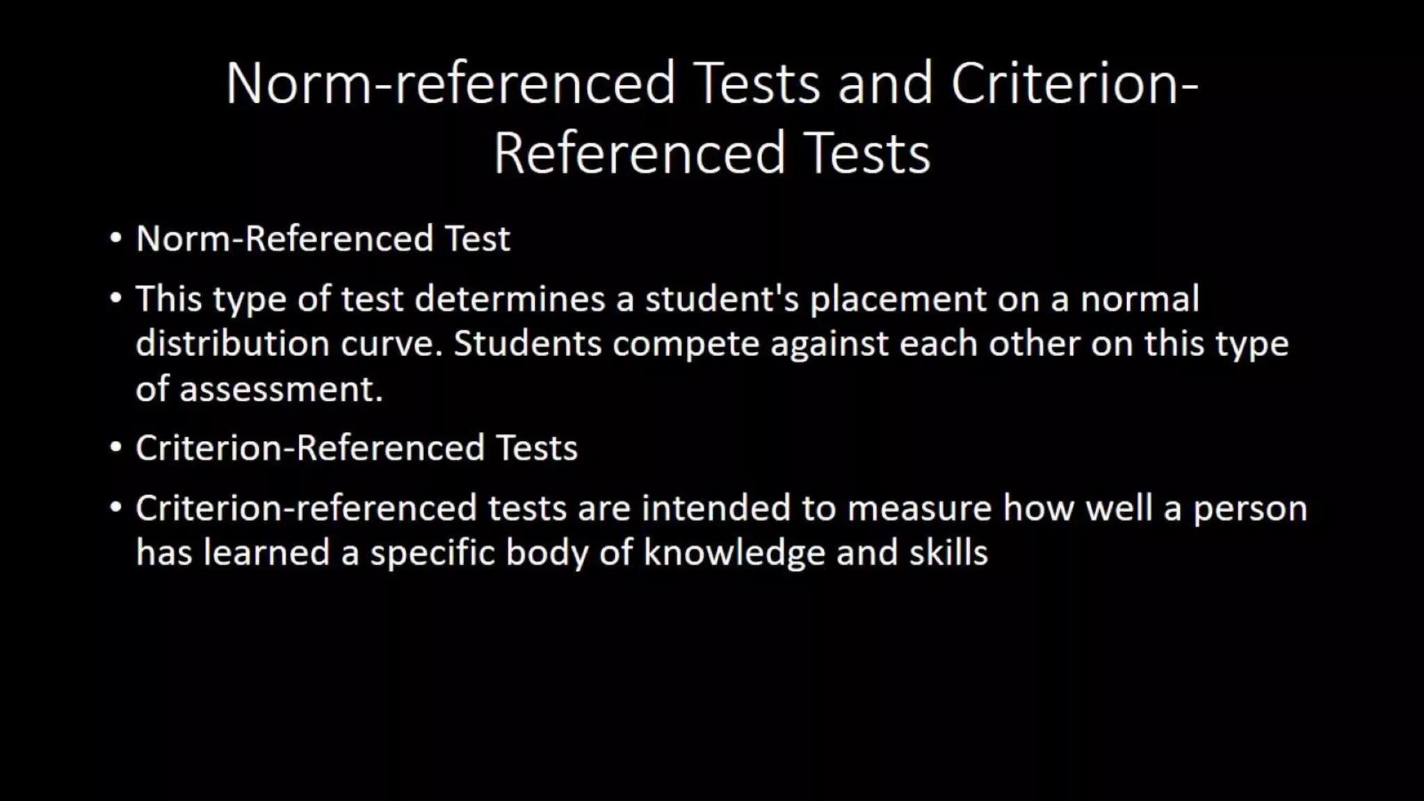 Types of assessment tests and techniques