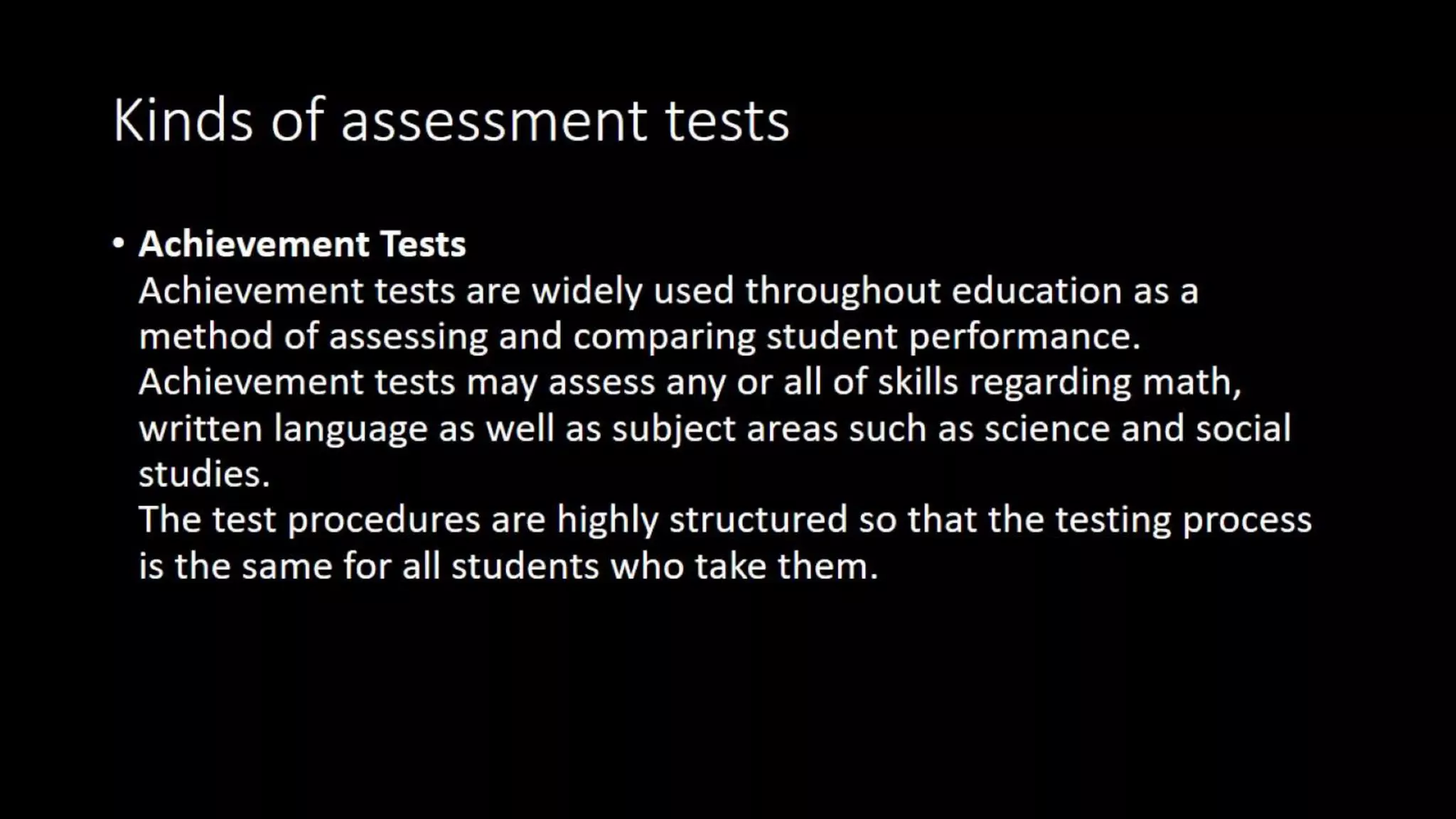 Types of assessment tests and techniques