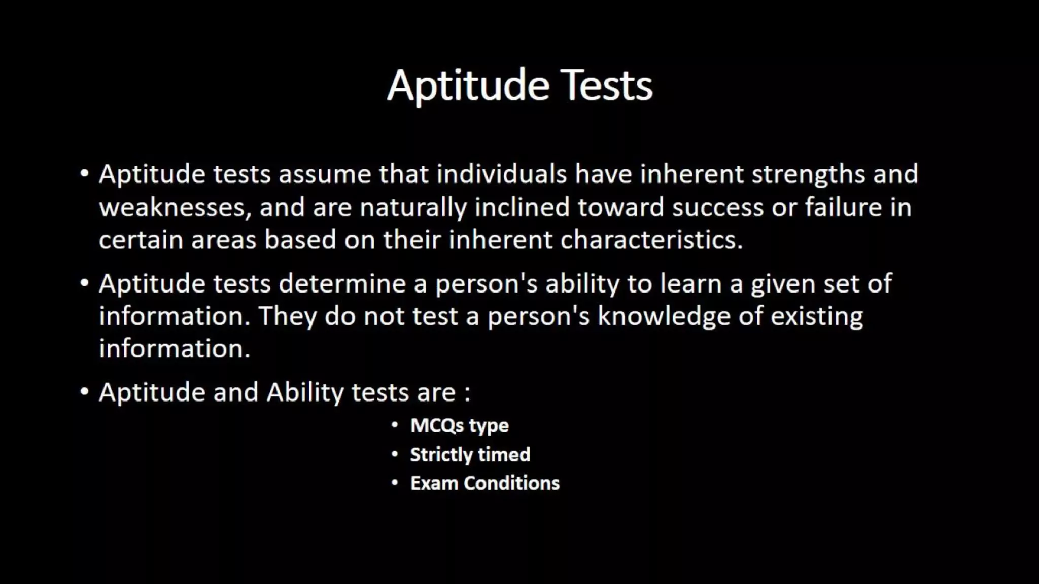 Types of assessment tests and techniques