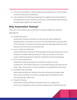 Types of Automation Testing: A Comprehensive Guide | PDF