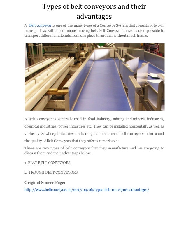 Types of belt conveyors and their advantages