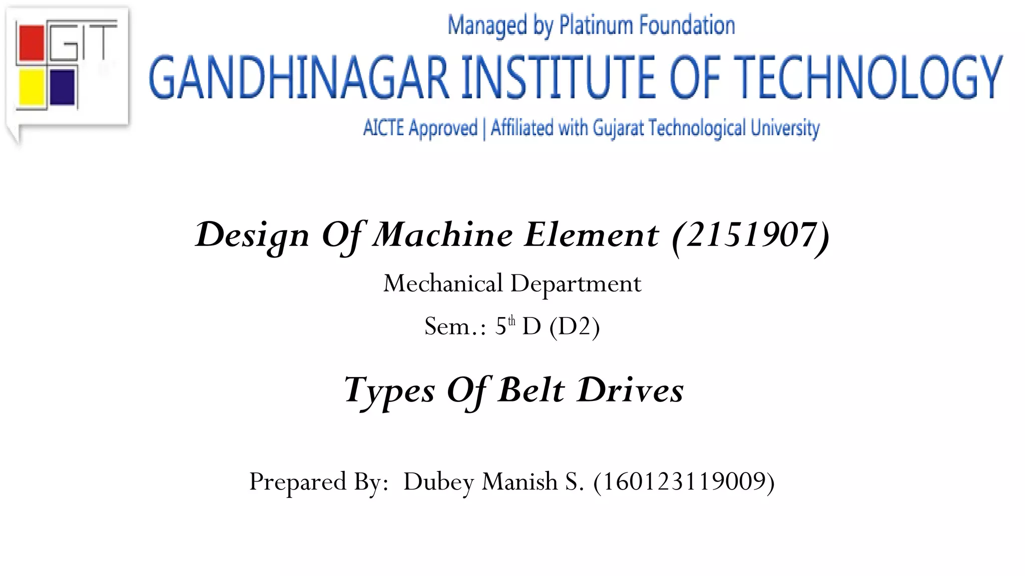 Types of Belt Drives PPT