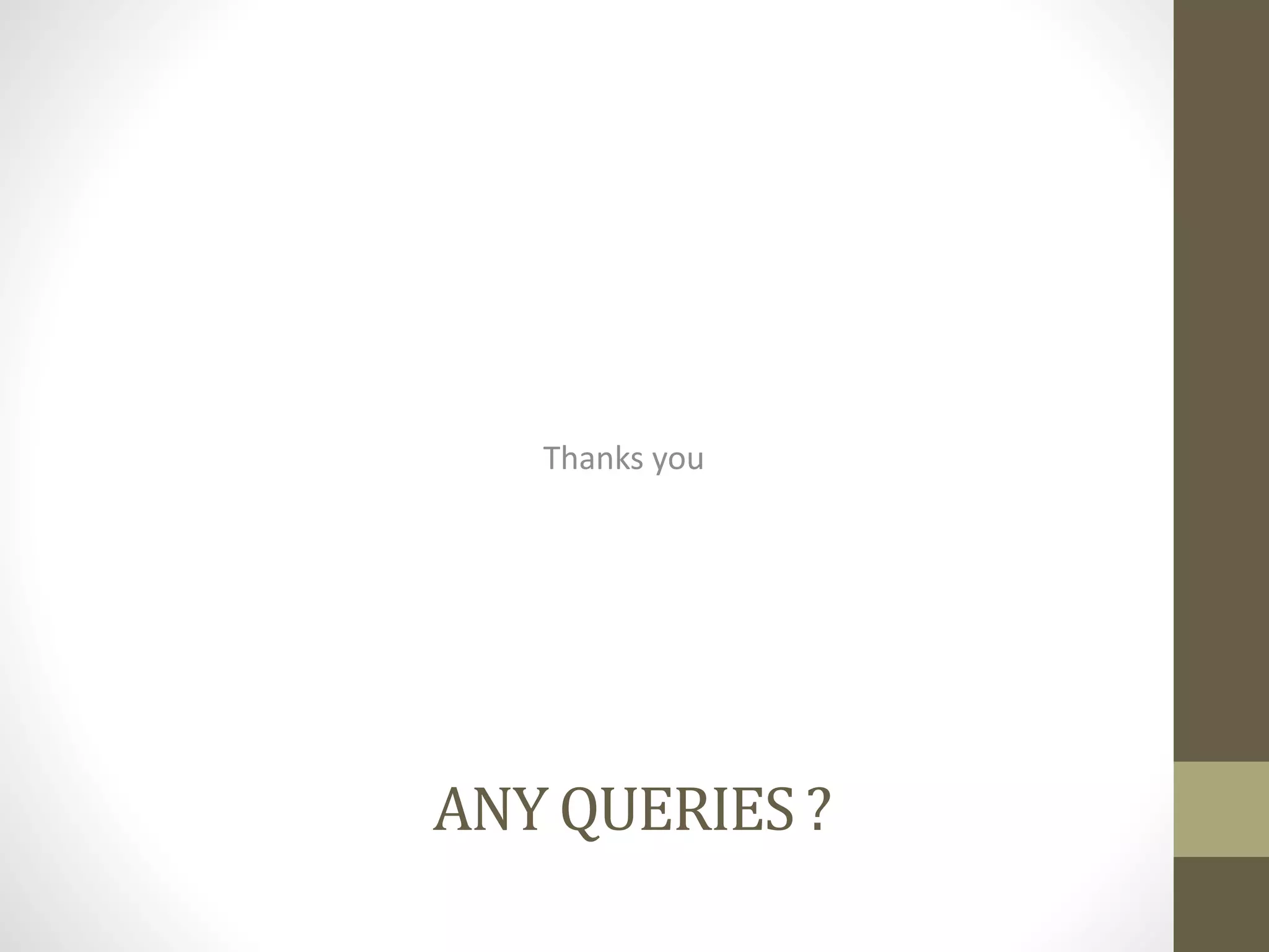 ANY QUERIES ?
Thanks you
 