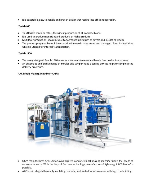 Types of Block Making Machine Manufactured by Apollo Zenith