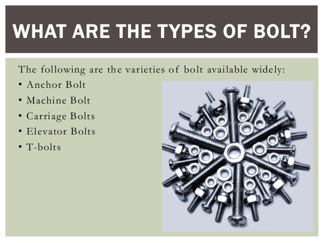 Types Of Bolts Types Of Bolts