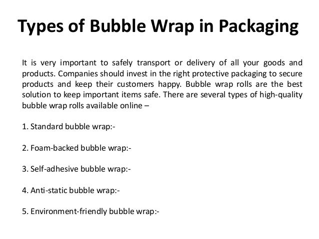 Types of bubble wrap Clearance