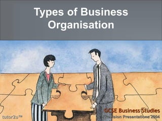 tutor2u™
GCSE Business Studies
Revision Presentations 2004
Types of Business
Organisation
 