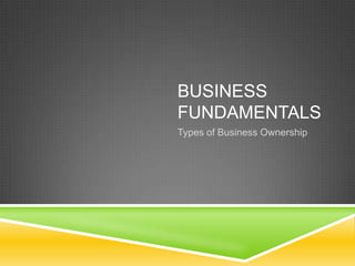 BUSINESS
FUNDAMENTALS
Types of Business Ownership

 