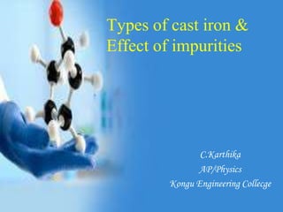 C.Karthika
AP/Physics
Kongu Engineering Collecge
Types of cast iron &
Effect of impurities
 