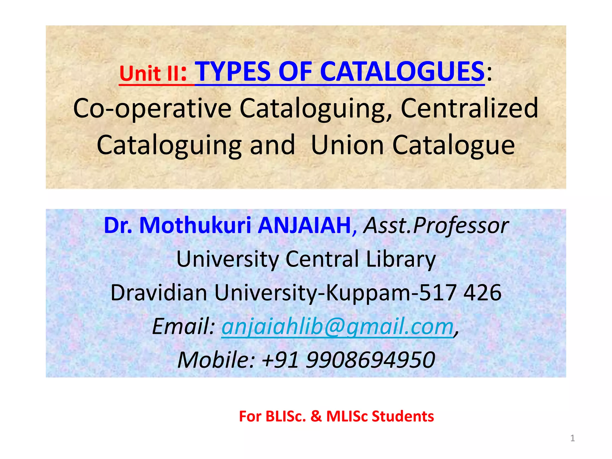 TYPES OF LIBRARY CATALOGUES | PPTX | Desktop Publishing | Computer ...