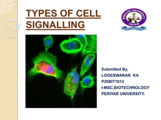 TYPES OF CELL
SIGNALLING
Submitted By,
LOGESWARAN KA
P20BIT1013
I-MSC.BIOTECHNOLOGY
PERIYAR UNIVERSITY.
 
