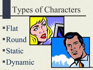 Types of Characters
Flat
Round
Static
Dynamic
 