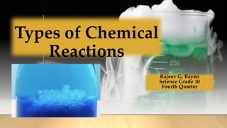 Types of Chemical
Reactions
Rajeev G. Bayan
Science Grade 10
Fourth Quarter
 