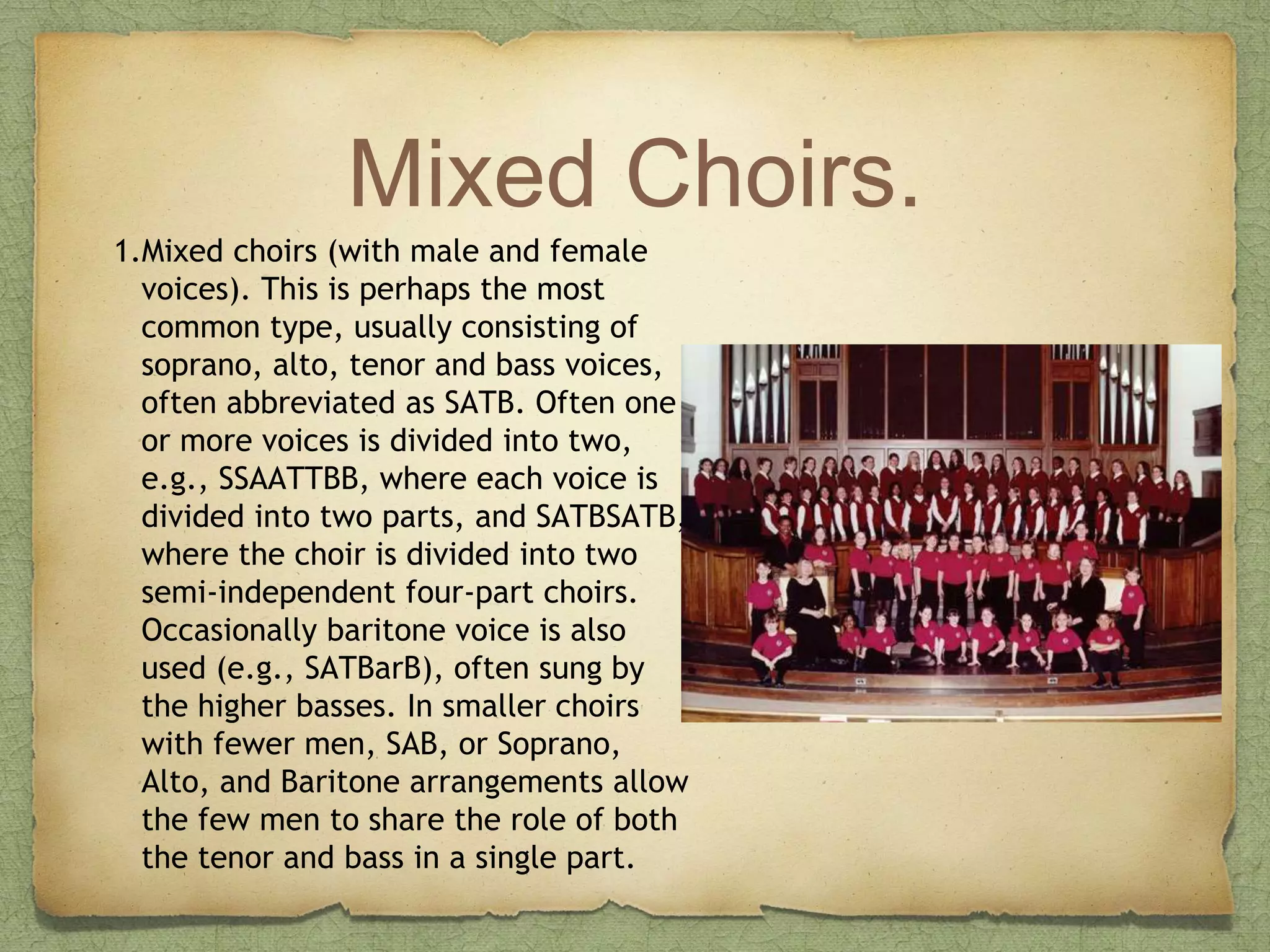 Types of choir and voices PPT