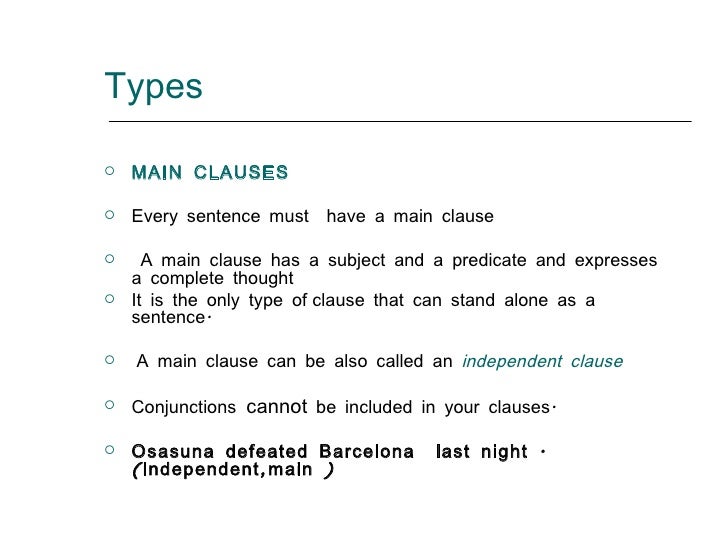 Types of clauses