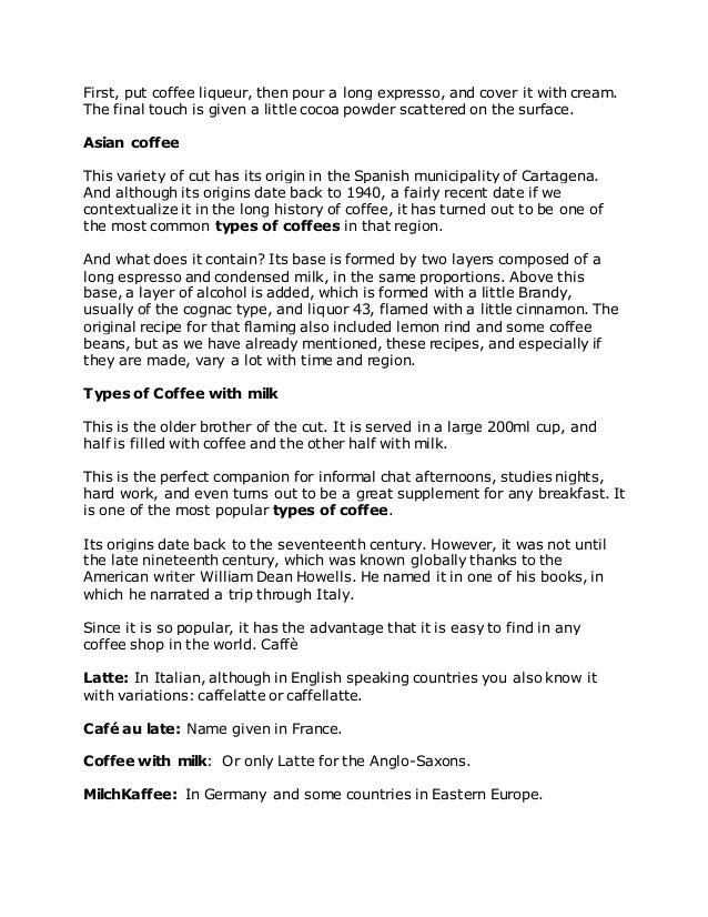 Types Of Coffee Types Of Coffee