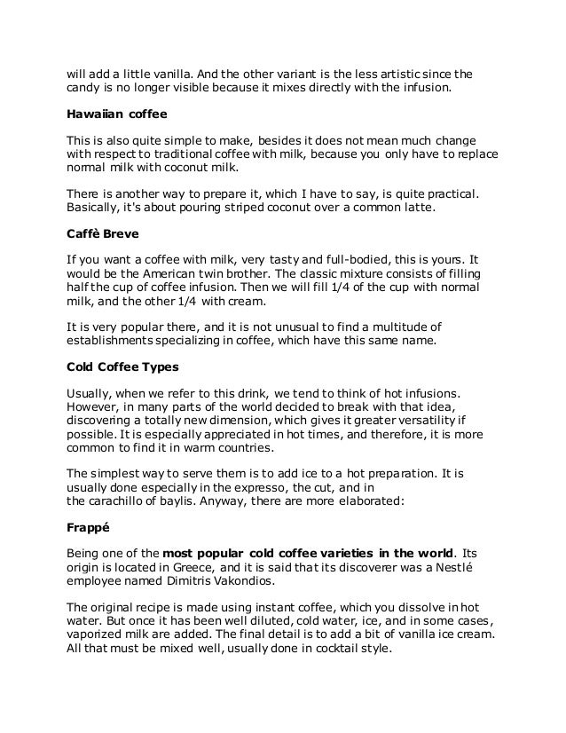 Types Of Coffee Types Of Coffee