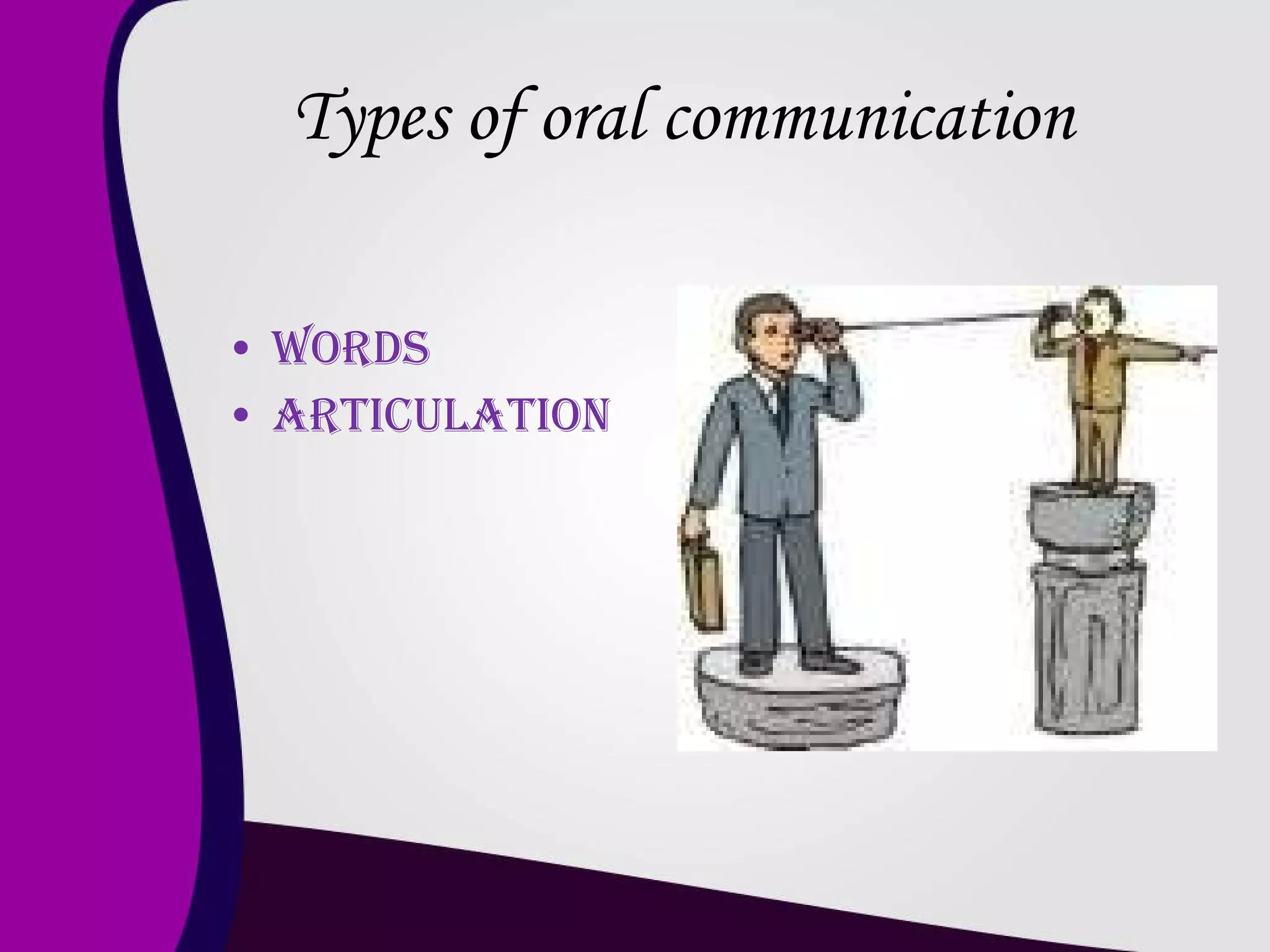 Types of oral communication Words Articulation