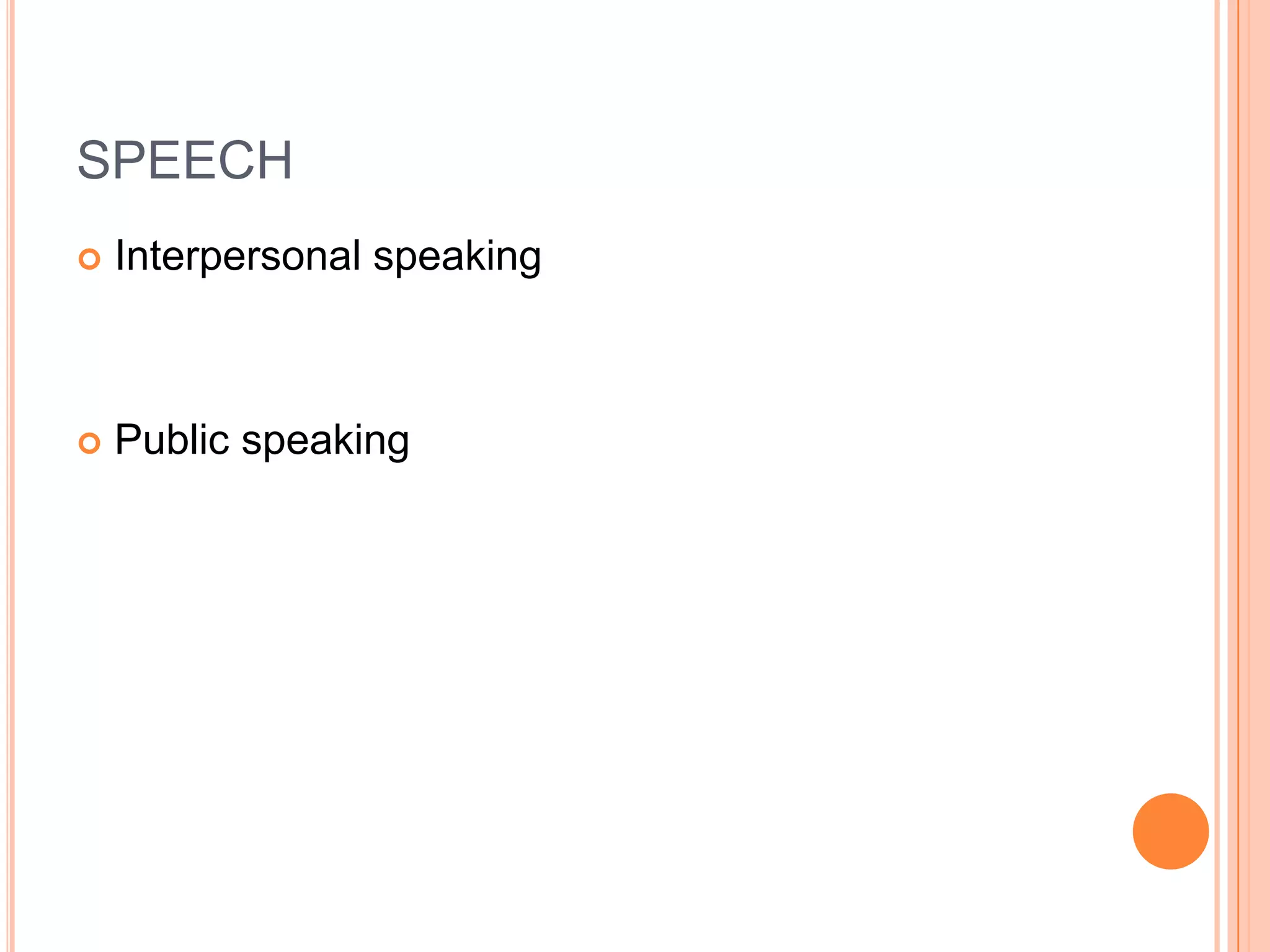 SPEECHInterpersonal speakingPublic speaking