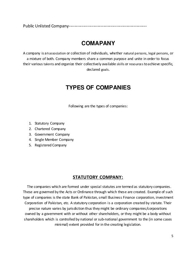 Types of Companies under Company Ordinance 1984