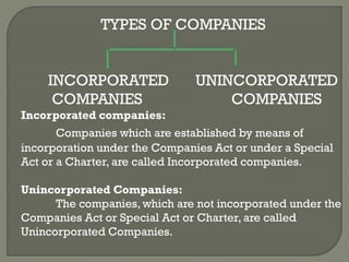 Companies Types Types of companies in company law | PDF