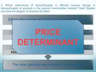  Wal-Mart can control over the price by dumping it downwhile others(small retailers) cannot.