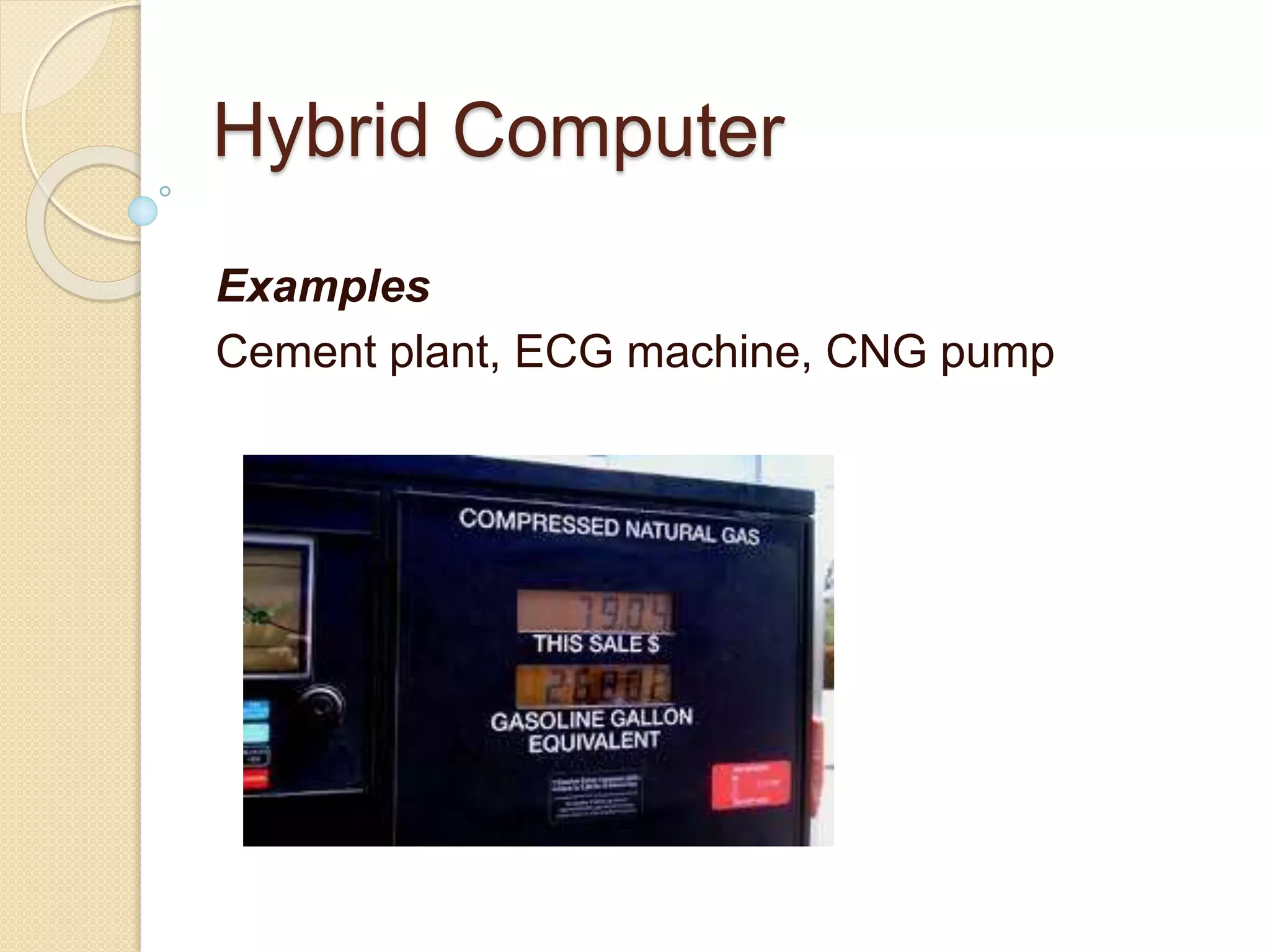 Hybrid Computer
Examples
Cement plant, ECG machine, CNG pump
 